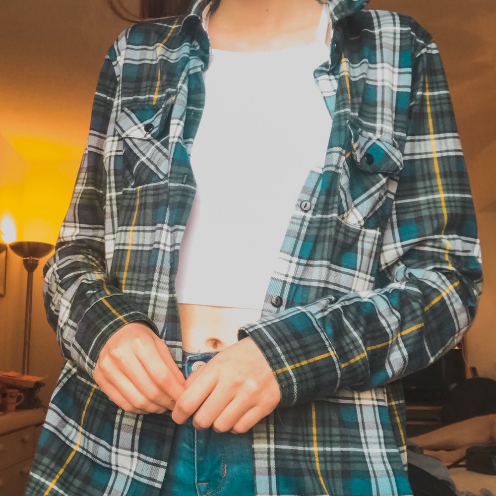 GREEN PLAID TOP